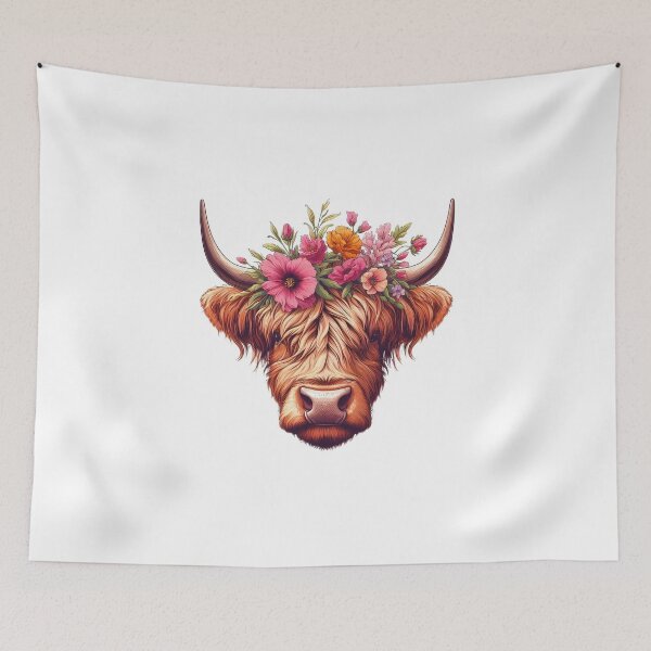 Item preview, Heilan Coo, Cute Highland Cow in a Floral Meadow designed and sold by HEERYAK.