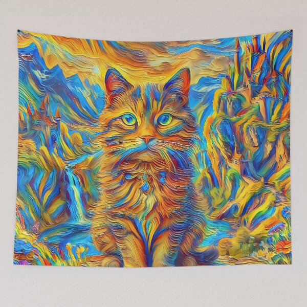 Item preview, Stylised castle and cat. DeepDream designed and sold by blackhalt.