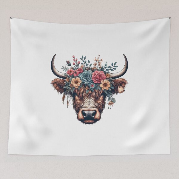 Item preview, Heilan Coo, Cute Highland Cow in a Floral Meadow designed and sold by HEERYAK.