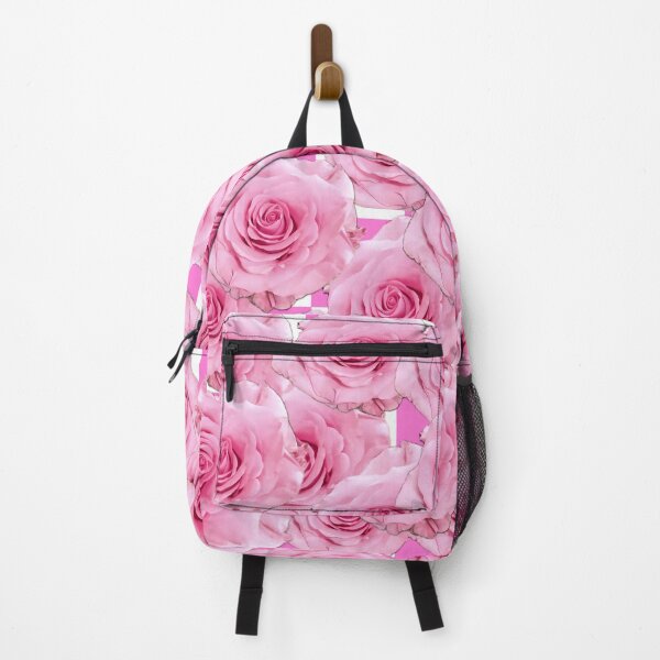 Aperçu de l'œuvre Roses roses sur dames roses et blanches - Photographie rose rose - Motif répétitif créée et vendue par Victoria Rose.