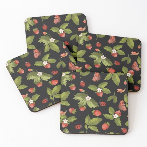 Item preview, Lady beetle and strawberries print designed and sold by pinkyfish1010.