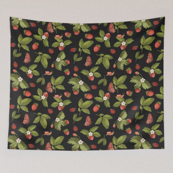 Item preview, Lady beetle and strawberries print designed and sold by pinkyfish1010.