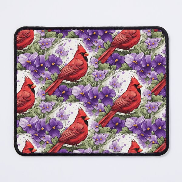 Item preview, Cardinal Bird Surrounded By Violet Viola Flower Border designed and sold by taiche.