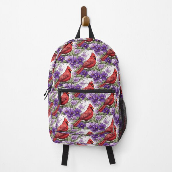 Item preview, Cardinal Bird Surrounded By Violet Viola Flower Border designed and sold by taiche.