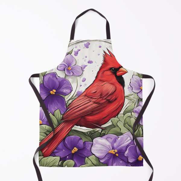 Item preview, Cardinal Bird Surrounded By Violet Viola Flower Border designed and sold by taiche.
