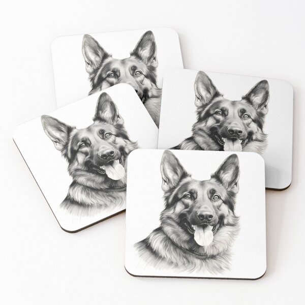 Item preview, Black and white German Shepherd pencil drawing designed and sold by Pencil-Art.