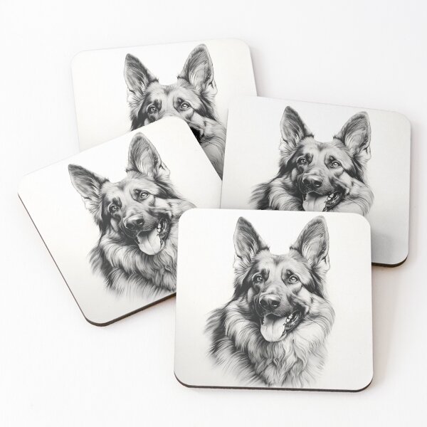 Item preview, Black and white German Shepherd pencil drawing designed and sold by Pencil-Art.