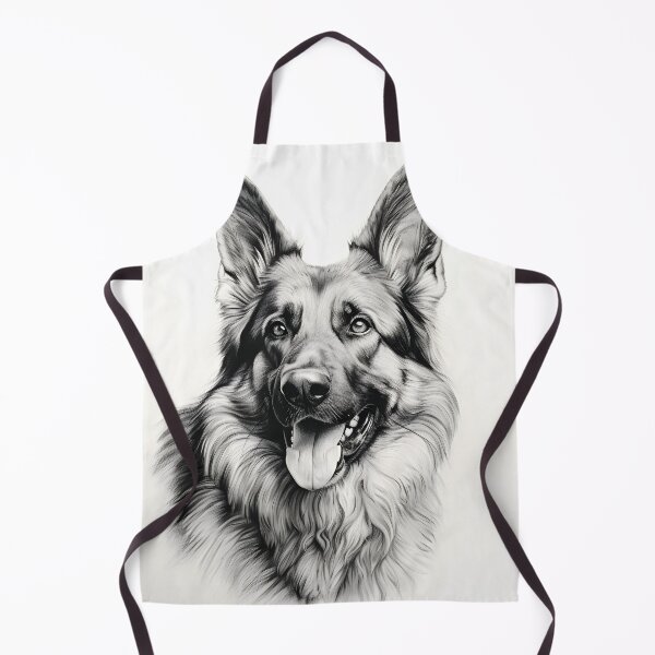 Item preview, Black and white German Shepherd pencil drawing designed and sold by Pencil-Art.