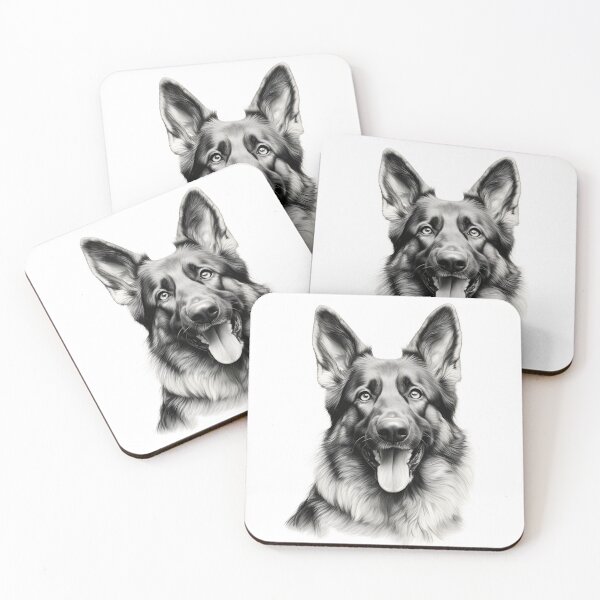 Item preview, Black and white German Shepherd pencil drawing designed and sold by Pencil-Art.