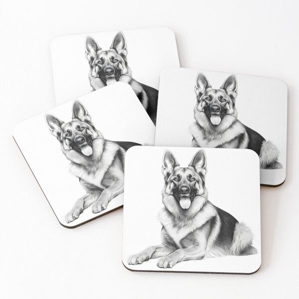 Item preview, Black and white German Shepherd pencil drawing designed and sold by Pencil-Art.