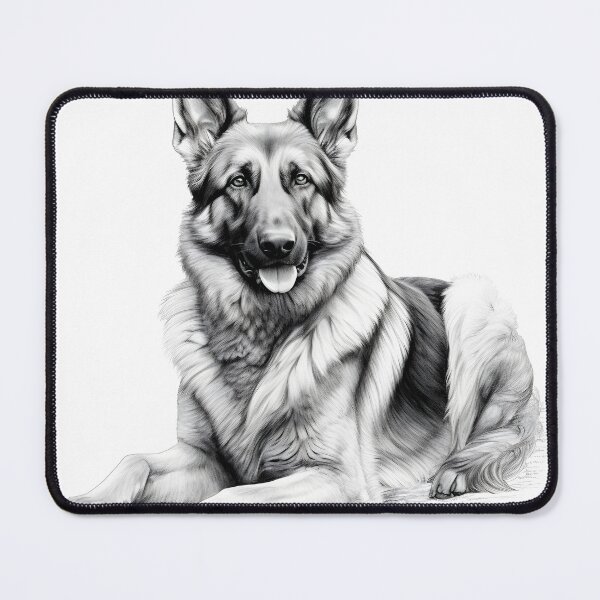 Item preview, Black and white German Shepherd pencil drawing designed and sold by Pencil-Art.