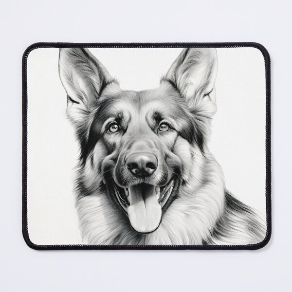 Item preview, Black and white German Shepherd pencil drawing designed and sold by Pencil-Art.