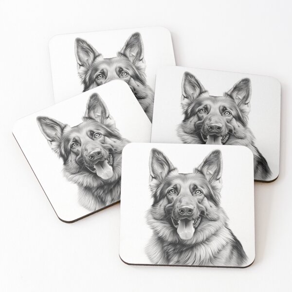 Item preview, Black and white German Shepherd pencil drawing designed and sold by Pencil-Art.