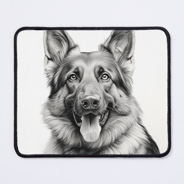 Item preview, Black and white German Shepherd pencil drawing designed and sold by Pencil-Art.