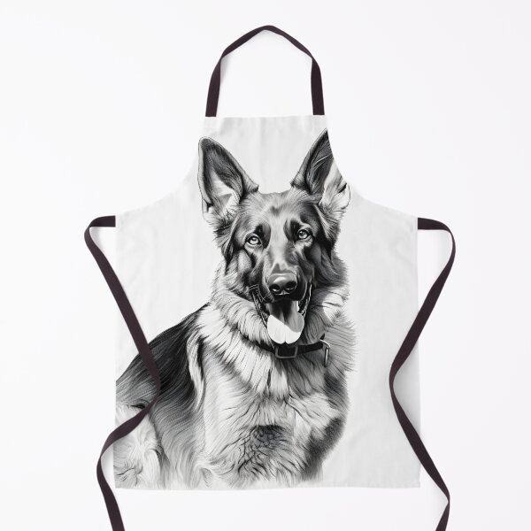 Item preview, Black and white German Shepherd pencil drawing designed and sold by Pencil-Art.