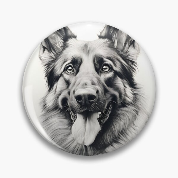 Item preview, Black and white German Shepherd pencil drawing designed and sold by Pencil-Art.
