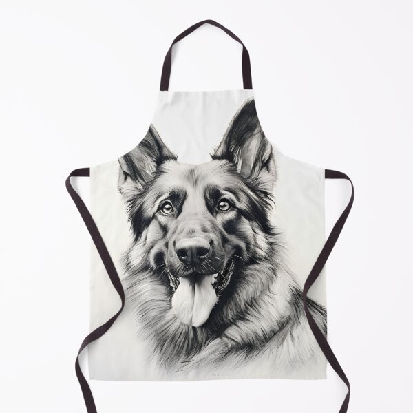 Item preview, Black and white German Shepherd pencil drawing designed and sold by Pencil-Art.