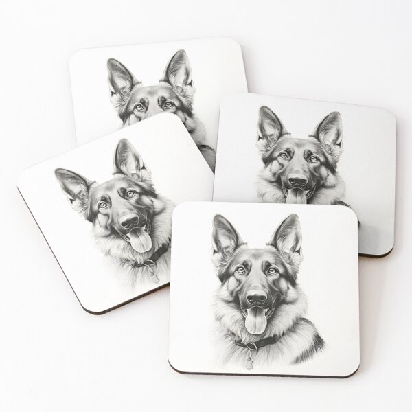 Item preview, Black and white German Shepherd pencil drawing designed and sold by Pencil-Art.