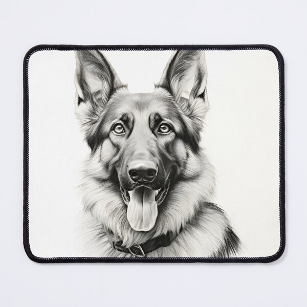 Item preview, Black and white German Shepherd pencil drawing designed and sold by Pencil-Art.