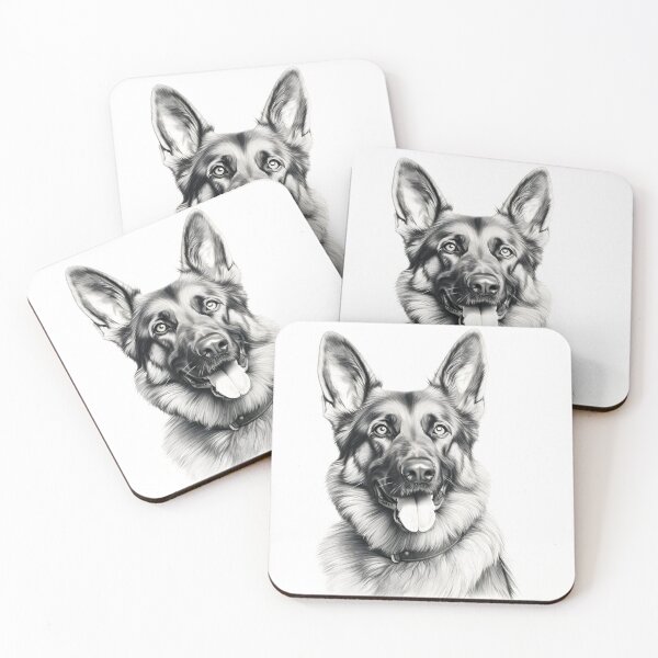 Item preview, Black and white German Shepherd pencil drawing designed and sold by Pencil-Art.