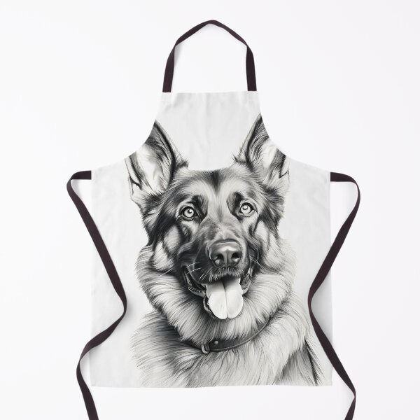 Item preview, Black and white German Shepherd pencil drawing designed and sold by Pencil-Art.