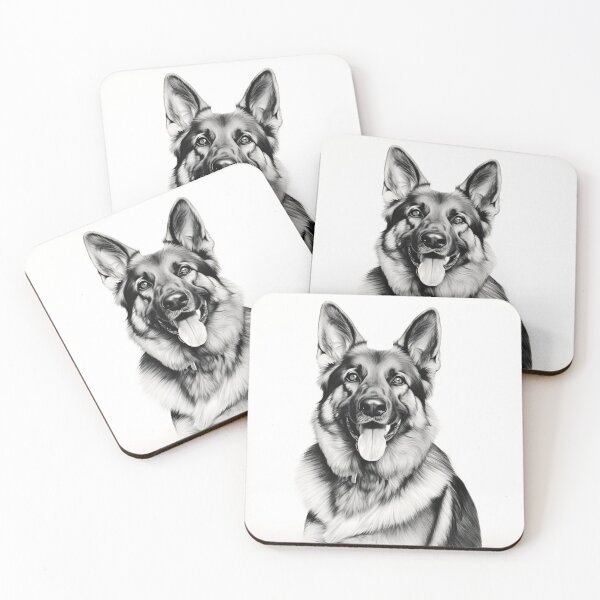 Item preview, Black and white German Shepherd pencil drawing designed and sold by Pencil-Art.