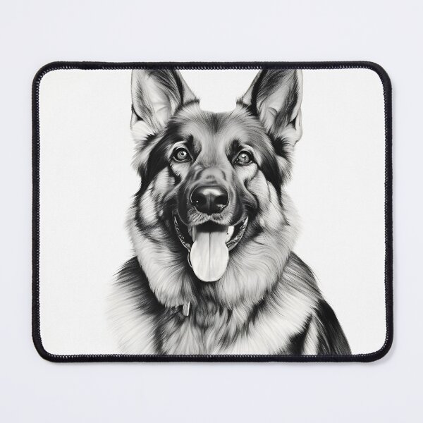 Item preview, Black and white German Shepherd pencil drawing designed and sold by Pencil-Art.