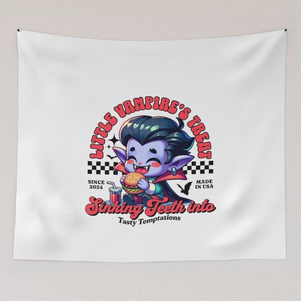 Item preview, Cute Vampire Cartoon Enjoying a Hamburger designed and sold by IdeasDream.