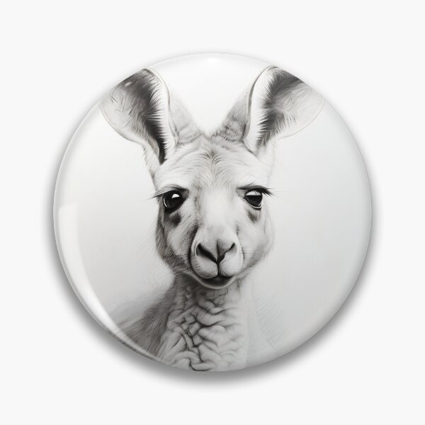 Item preview, Black and White Kangaroo pencil drawing designed and sold by Pencil-Art.