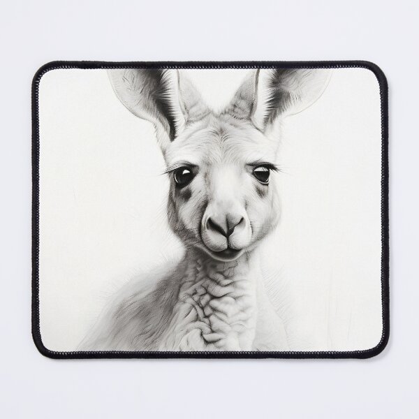 Item preview, Black and White Kangaroo pencil drawing designed and sold by Pencil-Art.
