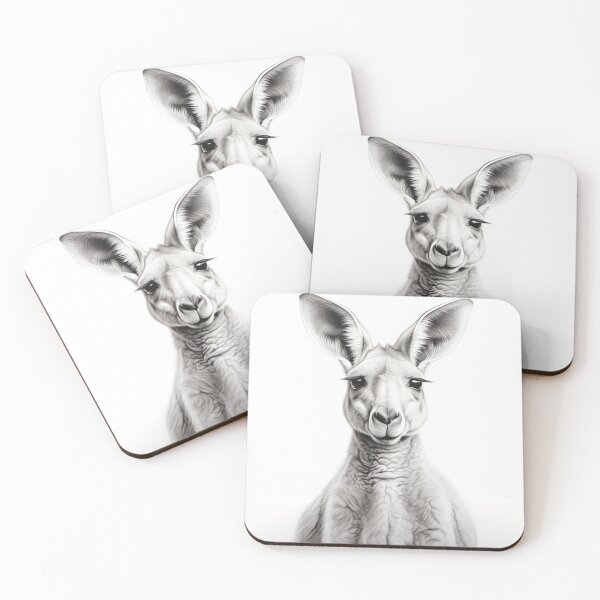 Item preview, Black and White Kangaroo pencil drawing designed and sold by Pencil-Art.