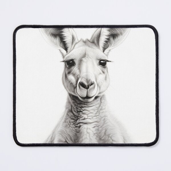 Item preview, Black and White Kangaroo pencil drawing designed and sold by Pencil-Art.