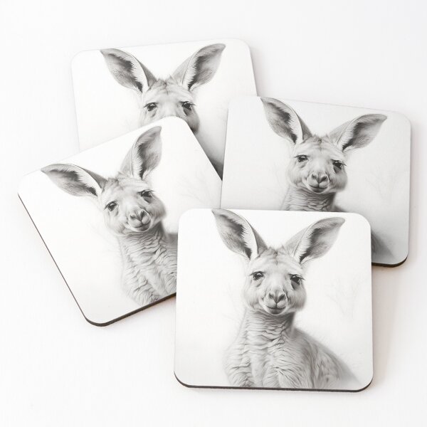 Item preview, Black and White Kangaroo pencil drawing designed and sold by Pencil-Art.