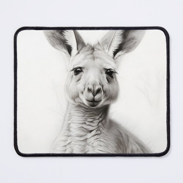 Item preview, Black and White Kangaroo pencil drawing designed and sold by Pencil-Art.