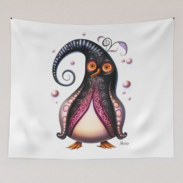 Item preview, Surreal Swirls: Quirky Penguin in a Magical World designed and sold by Moisky Patterns.