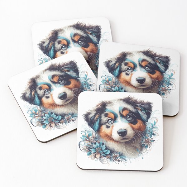 Item preview, Australian Shepherd puppy cute intelligent dog gift designed and sold by Pineapple-Tree.