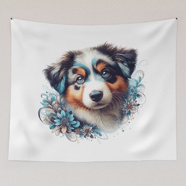 Item preview, Australian Shepherd puppy cute intelligent dog gift designed and sold by Pineapple-Tree.
