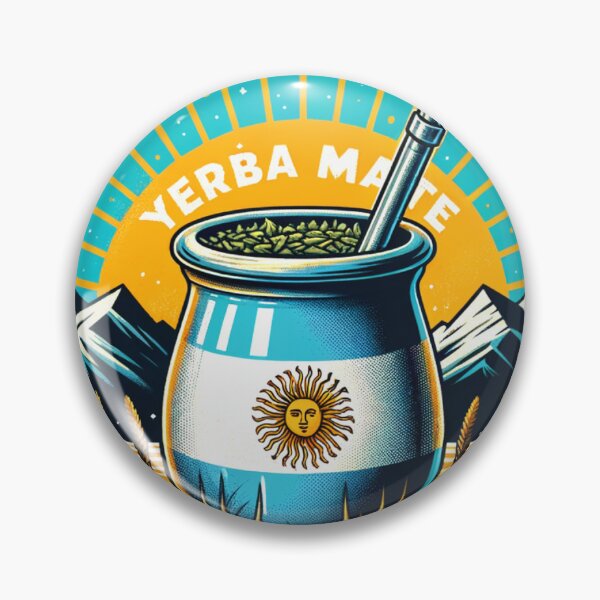 Item preview, Yerba Mate Lovers Cup and Straw Retro Argentine Mountains Design designed and sold by HippieFarms11.