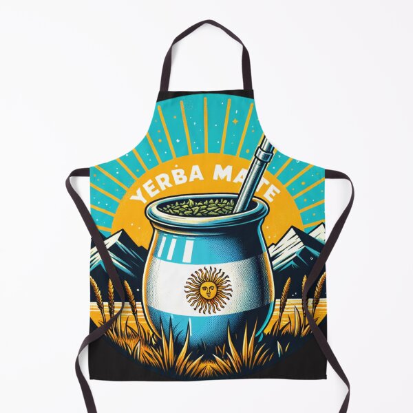 Item preview, Yerba Mate Lovers Cup and Straw Retro Argentine Mountains Design designed and sold by HippieFarms11.