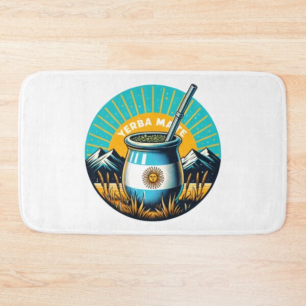 Item preview, Yerba Mate Lovers Cup and Straw Retro Argentine Mountains Design designed and sold by HippieFarms11.