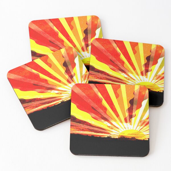 Item preview, Collage Style, Red Yellow Sunset, Field Silhouette designed and sold by IdoFriedmanArt.