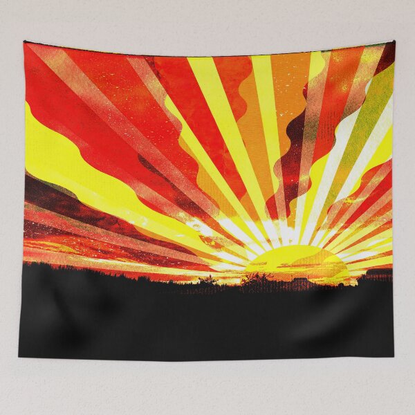 Item preview, Collage Style, Red Yellow Sunset, Field Silhouette designed and sold by IdoFriedmanArt.