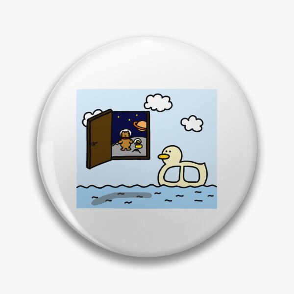 Item preview, a Cat and a Duck traveling from the moon to the earth through the door designed and sold by superbaechoo.