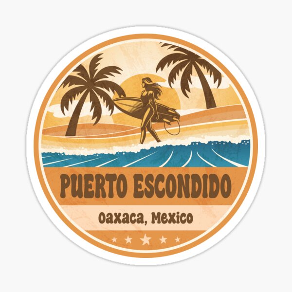 Item preview, Puerto Escondido Oaxaca Mexico Vintage Surfing Graphic designed and sold by CynthiaGraphics.