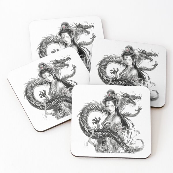 Artikelvorschau, Japanese Woman And Dragon. Tattoo Style Art entworfen und verkauft von Lucy Goosy Art.