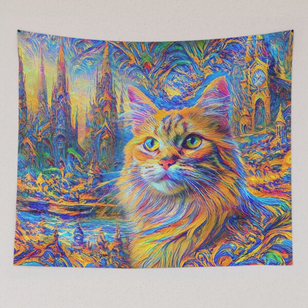 Item preview, Stylised castle and cat. DeepDream designed and sold by blackhalt.