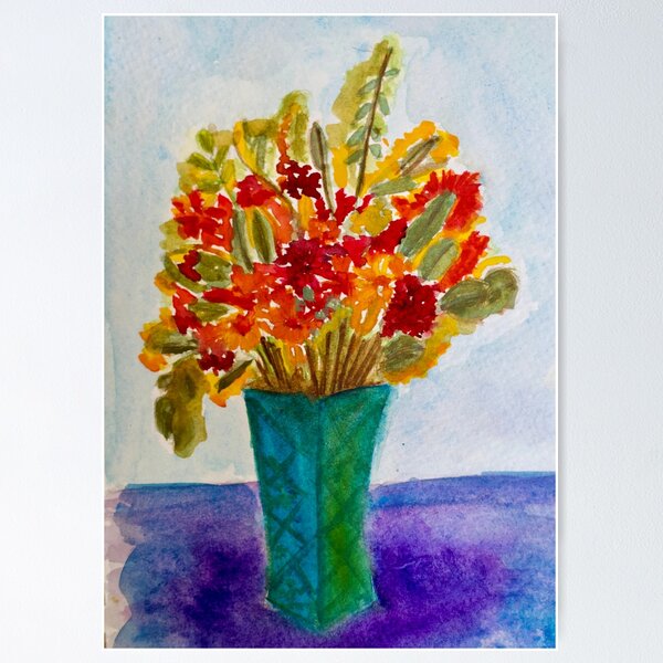 Autumn Floral Watercolor by SassEsnacks Poster