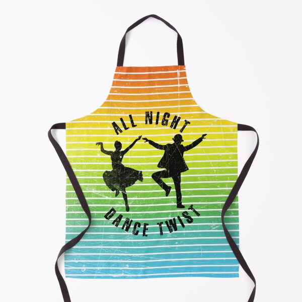 Item preview, Black silhouette of a couple dancing twist against a background of colorful stripes designed and sold by HarridanCreates.