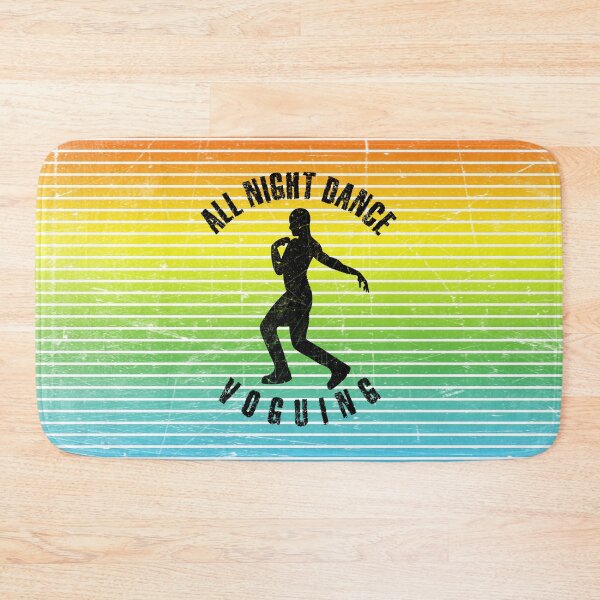 Item preview, Black silhouette of a man dancing voguing against a background of colorful stripes designed and sold by HarridanCreates.
