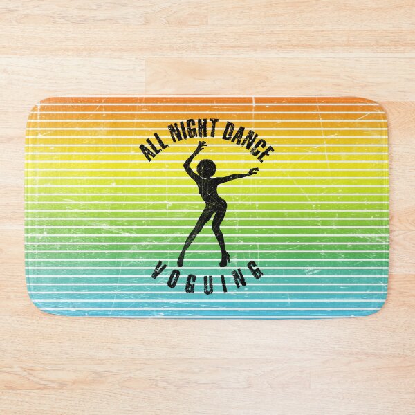 Item preview, Black silhouette of a woman dancing voguing against a background of colorful stripes designed and sold by HarridanCreates.